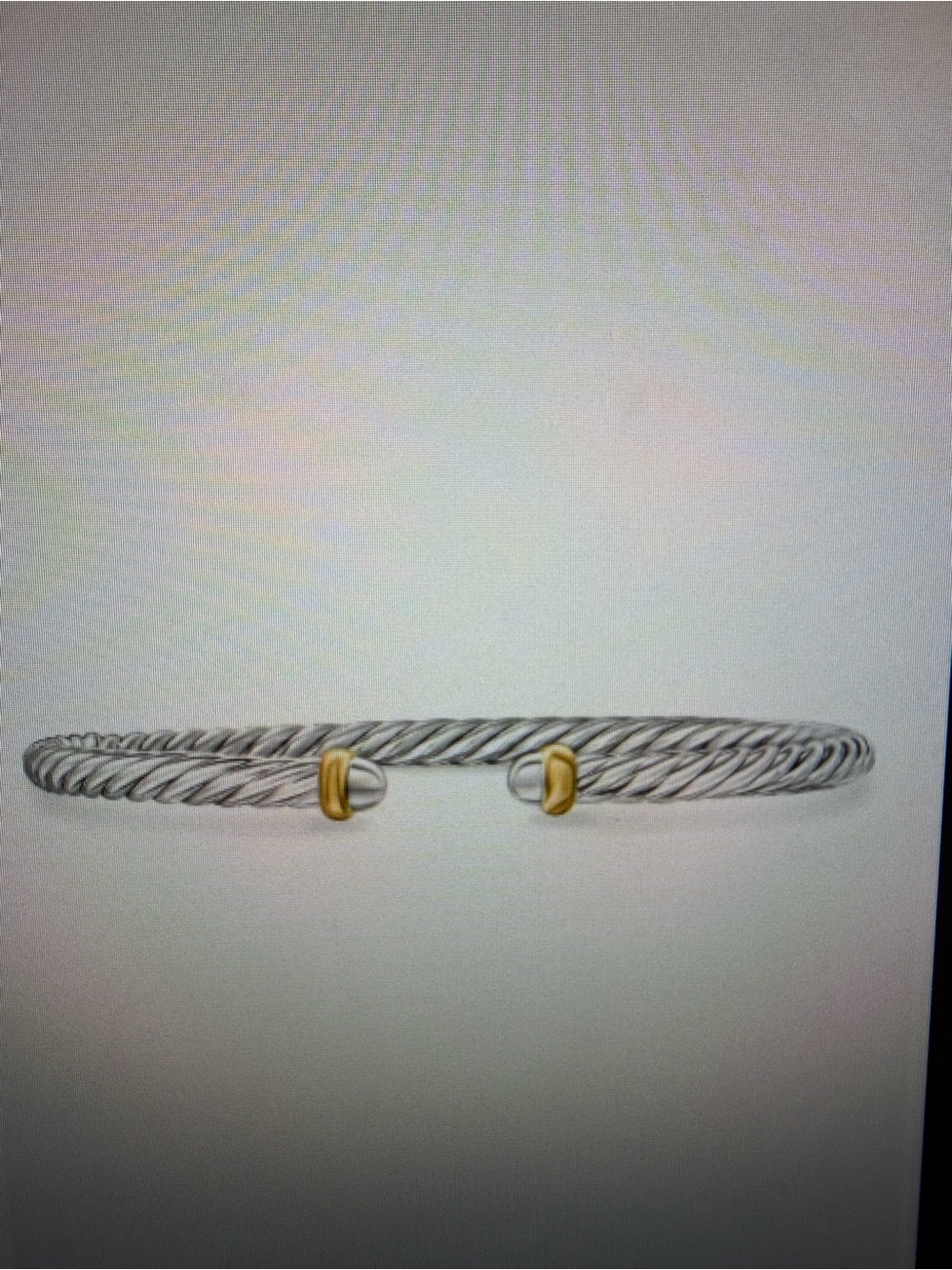 David Yurman Cable Flex bracelet in sterling silver with 14k yellow gold, 4mm, M